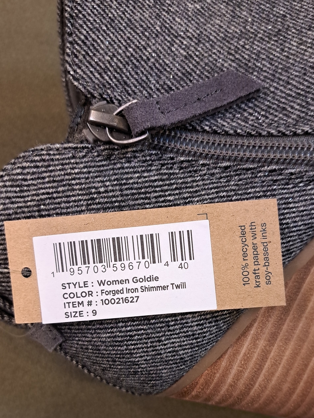 Toms Women's Goldie Shimmer Twill Wedge Boot In Gray - Size: 9 - Picture 10 of 11